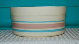 Vintage Mccoy Souffle Mixing Bowl 0143 White Blue Pink Stripes 7.  5 " Wide Usa