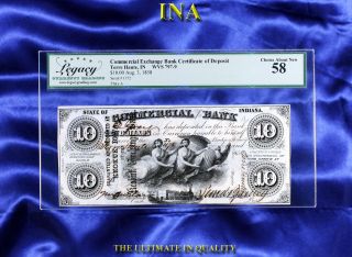 Indiana Terre Haute Commercial Exchange Bank $10 Legacy Au 58 Full Border Rare