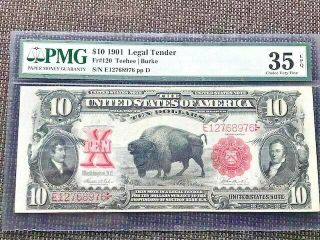 $10 Buffalo United States Note Bison Large Series Of 1901 Ten X Pmg Choice 35