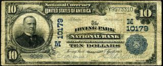 HGR CH 10179 1902 $10 IRVING PARK Illinois (SCARCE Bank) FINE GRADE 2
