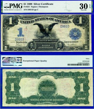 Crazy Rare Fr - 231 - 1899 $1 S/c ( (king Of Black Eagles Sn 951))  Pmg 30epq