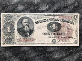 1890 $1 Treasury Note Fr.  348 Rosecrans/nebeker Large Dollar Ornate Back