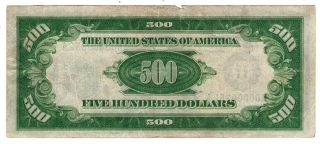 1928 $500 St.  Louis Federal Reserve Note.  VF/pinholes/margin tear Y00007743 2