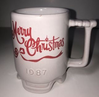 Vintage Frankoma Pottery Merry Christmas Mug 1987 Christmas Mug Tea Cup