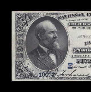 RARE 1882 $5 DATE BACK NATIONAL CURRENCY HACKENSACK,  N.  J.  STRONG VERY FINE 2