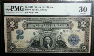 Fr.  258 1899 $2 Silver Certificate Mini Porthole Very Fine 30 Pmg Speelman White