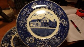 Flow Blue Plate - 10 " - Calvin Coolidge Home Plymouth,  Vt - Staffordshire
