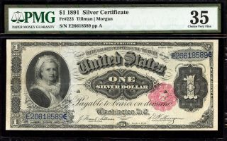 $1 1891 Silver Certificate Martha Fr.  223 - Pmg 35
