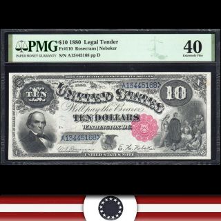 Attractive 1880 $10 Legal Tender Jackass Note Pmg 40 Fr 110 A13445168
