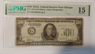 1934 $500 Five Hundred Dollar Bill Federal Reserve Note Pmg 15 Choice Fine