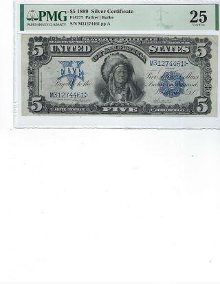 1899 $5 Silver Certificate Fr277 Pmg 25 Vf Parker/burke,