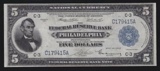 Us 1918 $5 Frbn Philadelphia District Fr 783 Vf - Xf (- 415)