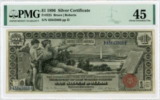 1896 Fr.  225 $1 United States " Educational " Silver Certificate Note - Pmg Xf 45