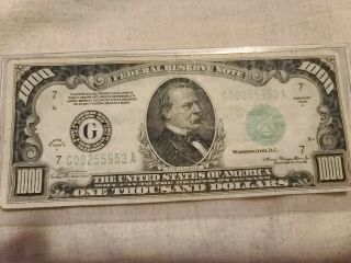 1934 - A $1000 Dollar Bill Federal Reserve Note Chicago
