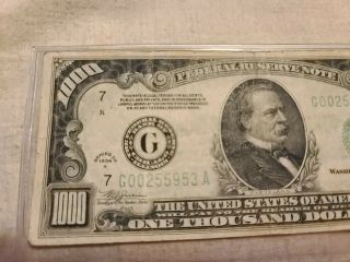 1934 - A $1000 dollar bill Federal Reserve Note Chicago 5