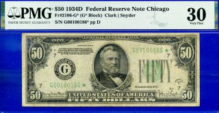 1934 - D $50 Frn ( (chicago Star))  Pmg Vf 30 " Only 4 Graded Higher " G00100186