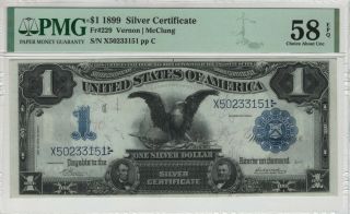 1899 $1 Silver Certificate Black Eagle Fr.  229 Vernon Mcclung Pmg Ch Au 58 Epq