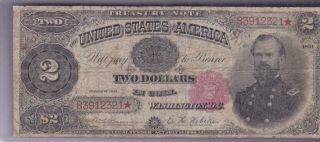 1891 $2 Treasury Note Large Currency United States Two Dollars Fr 356