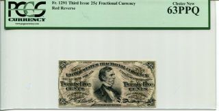 Fr 1291 Fractional Currency 25 Cents Third Issue 63 Ppq Choice