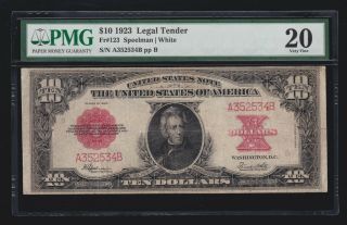 Us 1923 $10 " Poker Chip " Legal Tender Fr 123 Pmg 20 (534)
