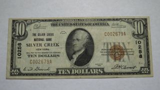 $10 1929 Silver Creek York Ny National Currency Bank Note Bill Ch 10258 Vf