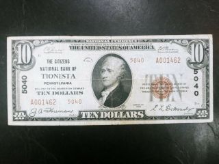 1929 Type 2 Citizens National Bank Of Tionesta Pennsylvania Pa Note