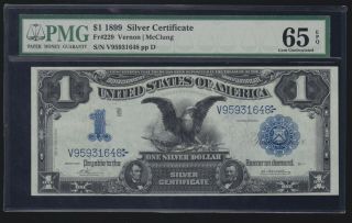 Us 1899 $1 Black Eagle Silver Certificate Fr 229 Pmg 65 Epq Gem Cu (- 648)