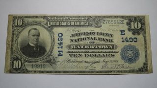 $10 1902 Watertown York Ny National Currency Bank Note Bill Ch.  1490 Vf