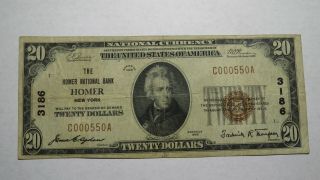 $20 1929 Homer York Ny National Currency Bank Note Bill Ch.  3186 Fine