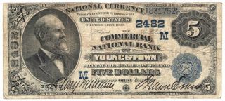 1882 Value Back $5 The Commercial Nb Of Youngstown,  Ohio.  Ch 2482 Fine Y00004912