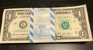 1$ Dollar Us Uncirculated Bep Pack 100 Star Notes 2013 San Fran L Currency