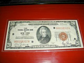 1929 $20 Dollar Bill Brown Seal Bank Note Old Paper Money National Currency
