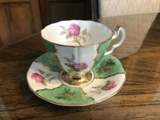 Adderley Cup & Saucer Bone China Made In England Roses W/ Gold Trim.