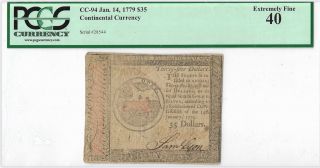 Continental Currency Fr Cc - 94 Jan.  14th,  1779 $35 Pcgs 40 Better Note