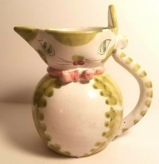 Whimsical Fratelli Fanciullacci Pottery Ceramic 5 " Cat Creamer,  Italy 2105/3