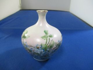 Antique O.  &e.  G.  Oscar & Edgar Gutherz Royal Austria Bud Vase Blue Floral