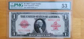 1923 $1 Red Seal Legal Tender Large Size Note Fr.  40 Au Pmg 53