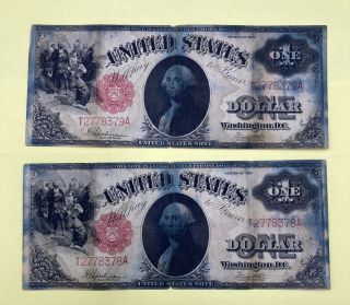 1917 ($1) One Dollar United States Legal Tender Consecutive Serial Numbered Set