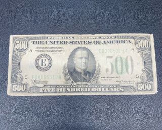 1934 $500 Richmond Five Hundred Dollar Bill Fr2201e 65319a Very Scarce Note