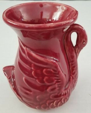 Usa 806 Pottery Maroon Swan Vase,  6 "