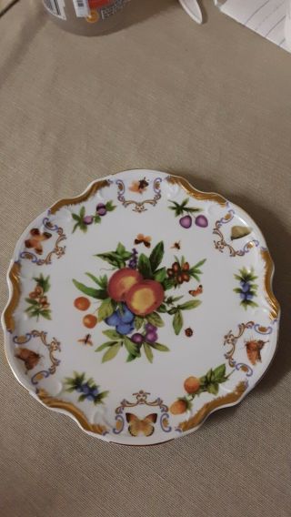 I.  Godinger & Co.  Yorkshire Small Plate Fruit Butterfly Bee Gold