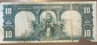 1901 $10 Ten Dollar Buffalo Bison United States Note Currency Large 2