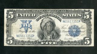 Us Paper Money 1899 Large Size Indian Chief $5 Silver Certificate