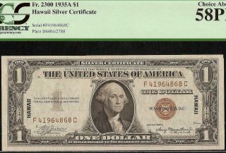 1935a $1 Dollar Wwii Fc Hawaii Silver Certificate Key F - C Block Note Pcgs 58 Ppq