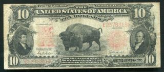 Fr.  119 1901 $10 Ten Dollars “bison” Legal Tender United States Note Very Fine