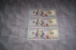 3 - Notes 2009 Unc,  One Hundred Dollar Bill 