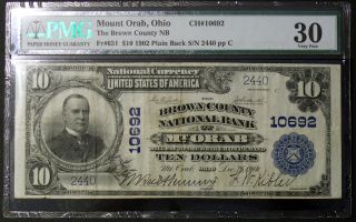 1902 $10 Mount Orab,  Oh - Brown County Natl Bank Scarce Title Vf30 Ch 10692