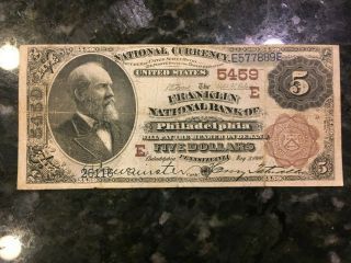 USA 5 Dollars National 1882 (1900) - - Philadelphia,  PA - - Charter 5459 2