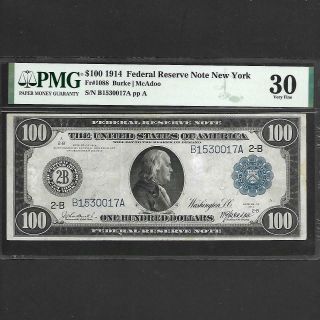 Fr 1088 $100 1914 Federal Reserve Note York Pmg 30 Ships