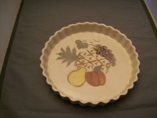 Hand Made Hand Painted Chatham Pottery 26 Usa Pie Plate W/fluted Edges